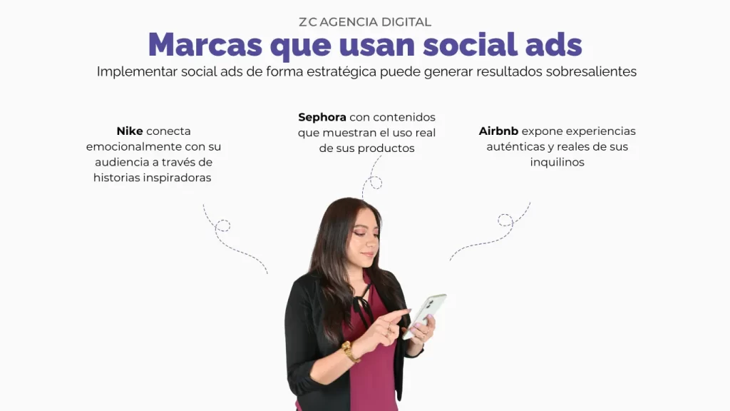 Social ads, implementa una estrategia en tu compañía 3 Los social ads son anuncios pagados que se muestran en plataformas como Facebook, Instagram, Twitter, LinkedIn y otras, para llegar a audiencias específicas y lograr objetivos como aumentar el reconocimiento de marca, generar tráfico web o impulsar ventas.
