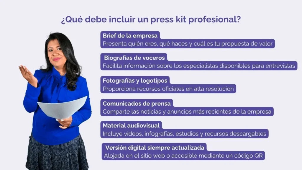que debe de incluir un press kit profesional